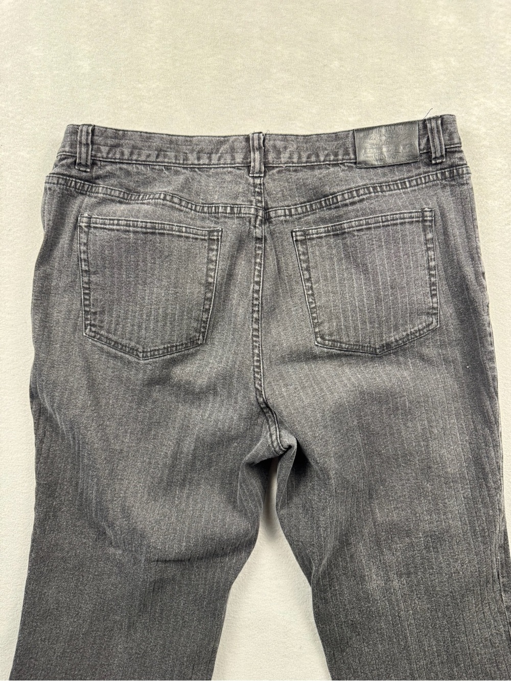Lauren Jeans Co Gray White Pinstripe Womens 16 Straight Leg Denim Ralph Lauren - Picture 5 of 14